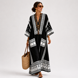 Caftan Yasmine Noir Brodé