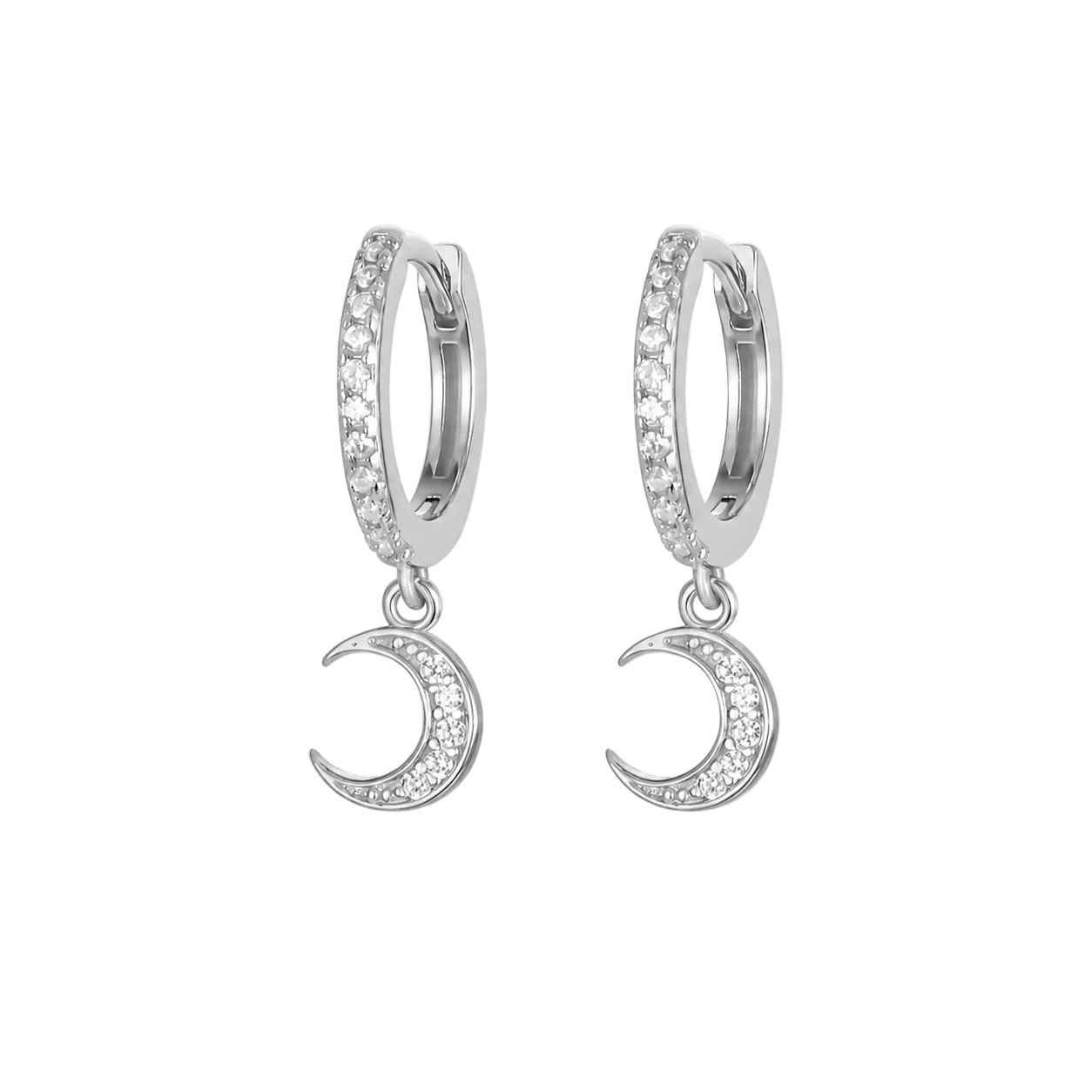 Boucles d'oreilles lune – or & argent