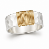 Bague ligne d'or argent raffiné