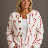 FESTIVE CANDY CANE DECORATIVE PATTERN | GILET BOUTONNÉ