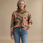 POPPY | PULL COL ROULÉ TRICOTÉ FLEURI VINTAGE