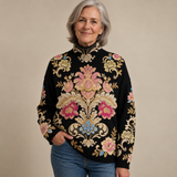 AVA | PULL TRICOTÉ FLEURI VINTAGE