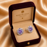 BOUCLES D'OREILLES VIOLET CRISTAL NŒUD | OR BLANC