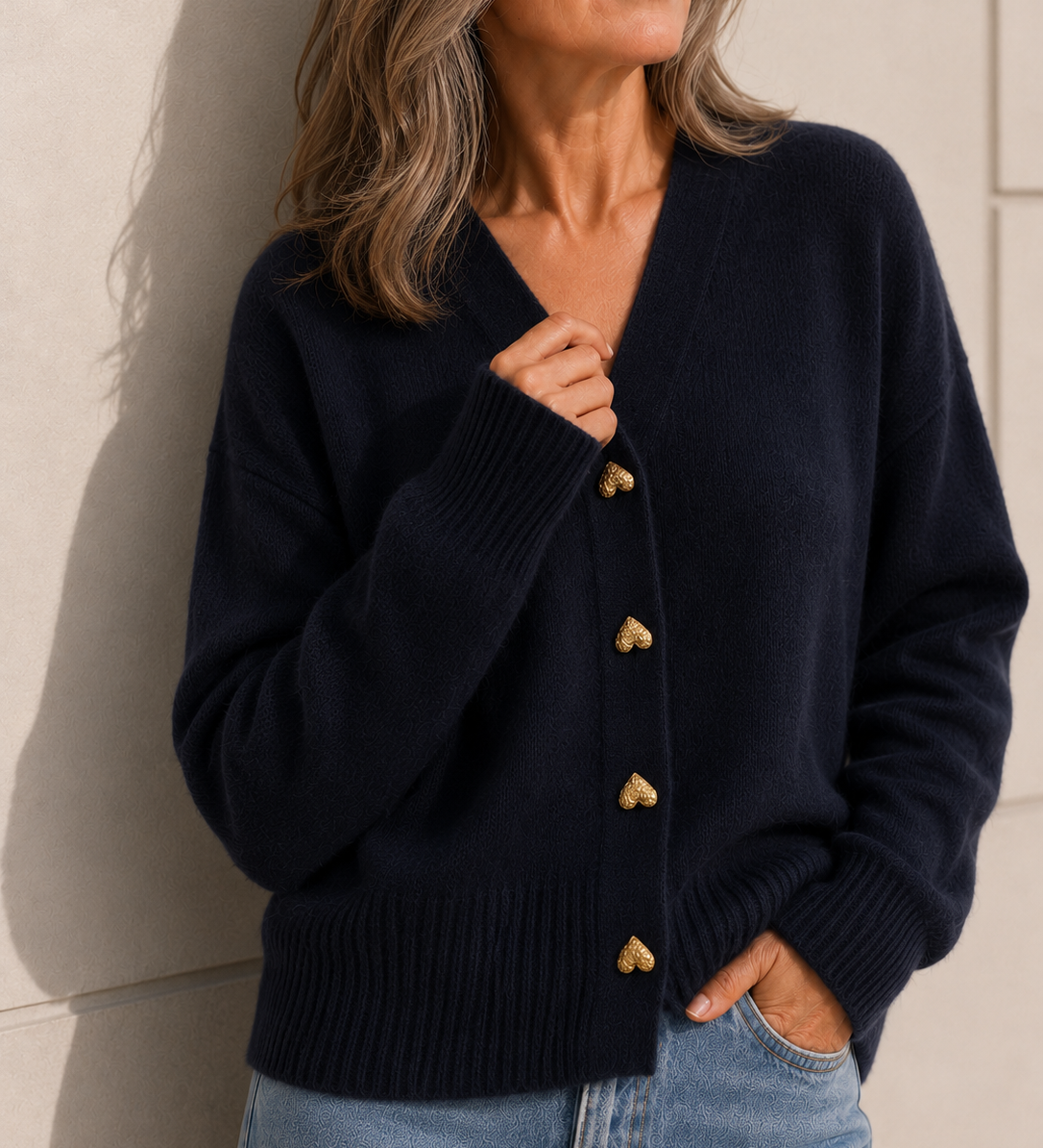 HAZEL | CARDIGAN À BOUTONS CŒUR