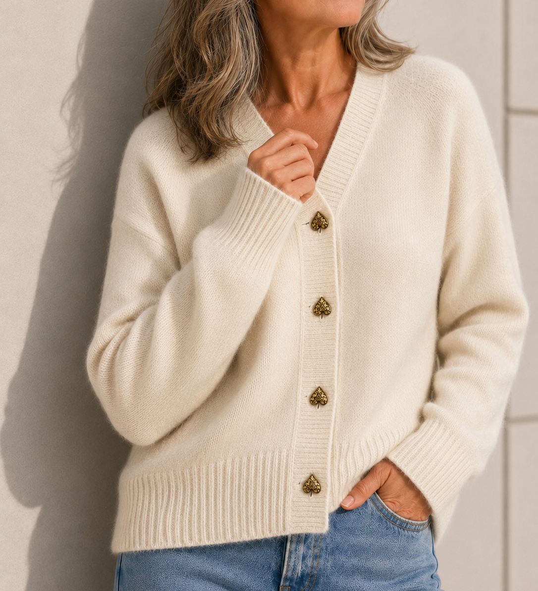 HAZEL | CARDIGAN À BOUTONS CŒUR