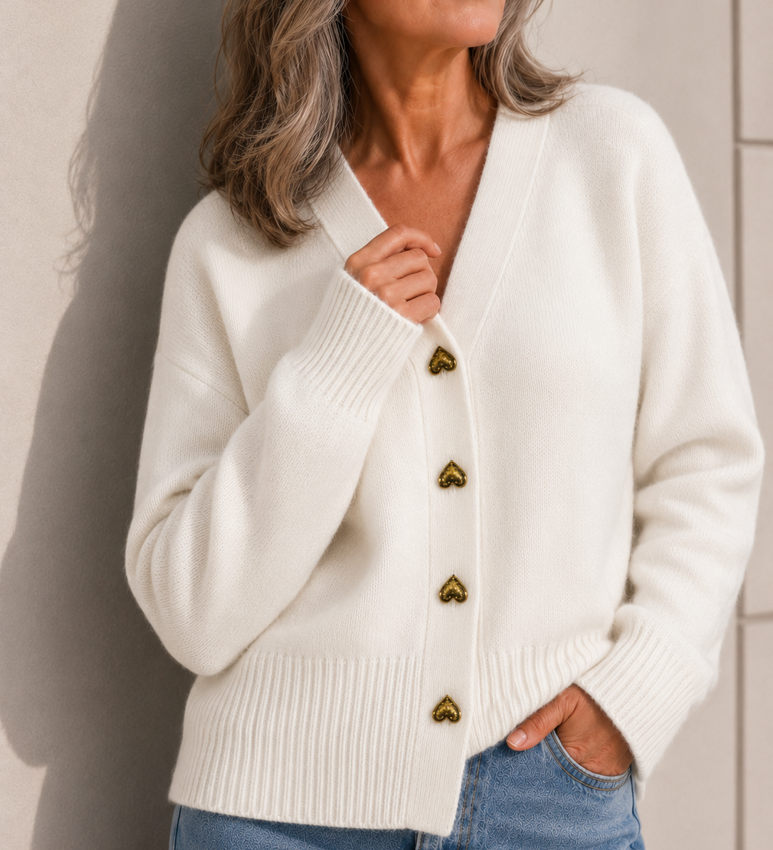 HAZEL | CARDIGAN À BOUTONS CŒUR