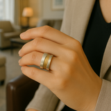 Silver Golden Threads - Ring