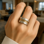 Silver Golden Threads - Ring