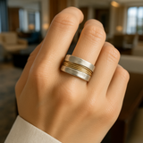 Silver-Golden Threads Ring