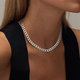 Chunky Cuban Link Necklace | White Gold