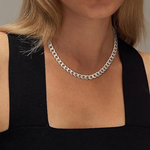 Chunky Cuban Link Necklace | White Gold