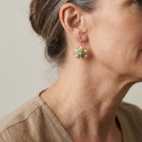 Classic Turquoise & Pearl Gold Plated Flower Earrings