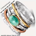 Coco - Vintage Gold and Silver Ring with Turquoise