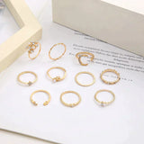 10 Pack of Bohemian Rings - Gold