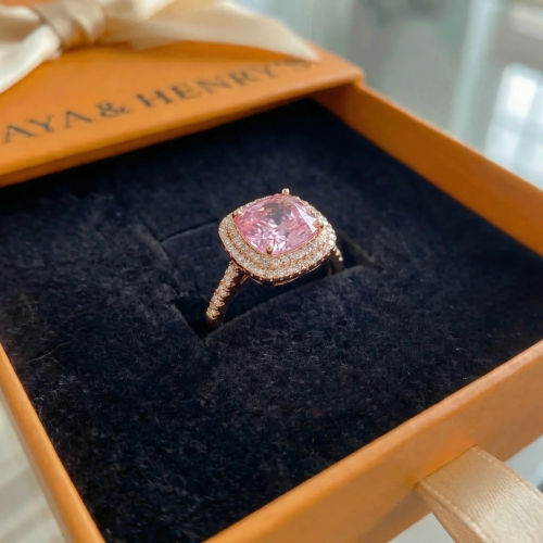 Bague Coussin Rose Saphir | Or Rose