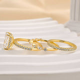 Jaily 3PC Wedding Ring Set - gold