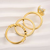 Jaily 3PC Wedding Ring Set - gold