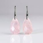 Elegant Natural Stone Rose Quartz Teardrop Earrings