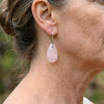 Elegant Natural Stone Rose Quartz Teardrop Earrings