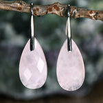 Elegant Natural Stone Rose Quartz Teardrop Earrings