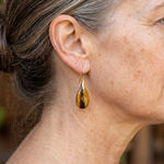 Elegant Natural Stone Tiger Eye Teardrop Earrings