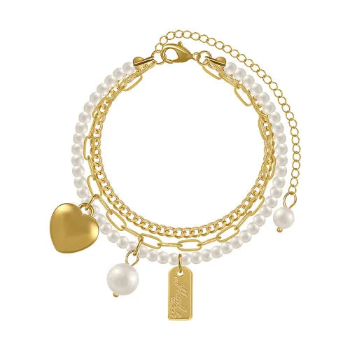Bracelet Élégant Vintage Superposé Perle Perlé