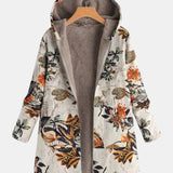 ELENA | MANTEAU SHERPA BOHO FLEURI À CAPUCHE