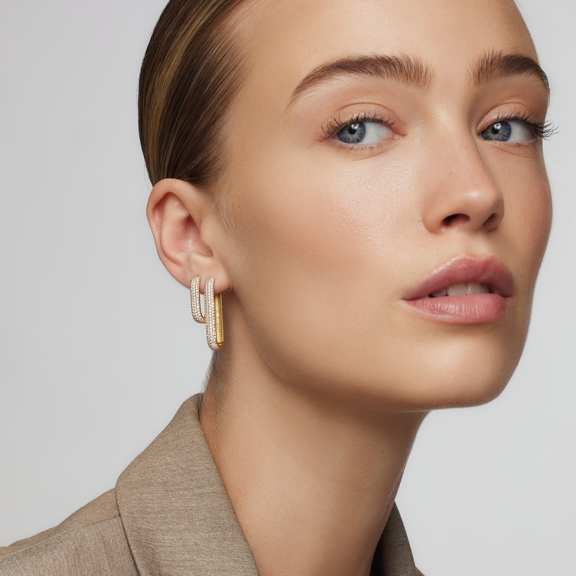Icon Pavé Hoops - Gold