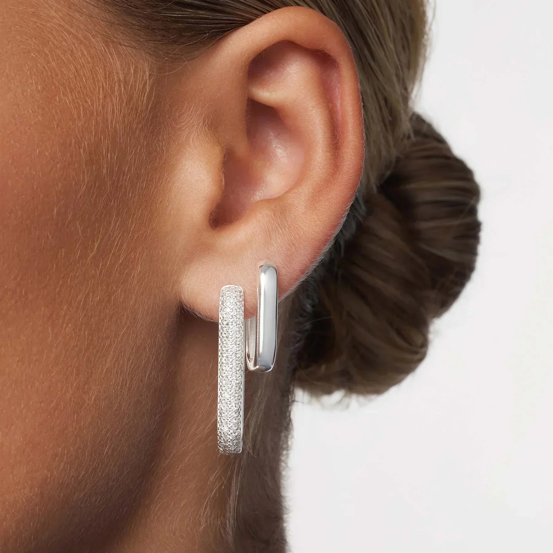 Gigi Sparkling Hoops | White Gold