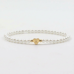 Personalized Pearl Bead Bracelet with Heart Initial Charm