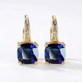 Mystic Sapphire Stone Hoop Earrings - Gold