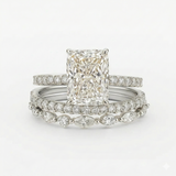 Jaily 3PC Wedding Ring Set - White Gold