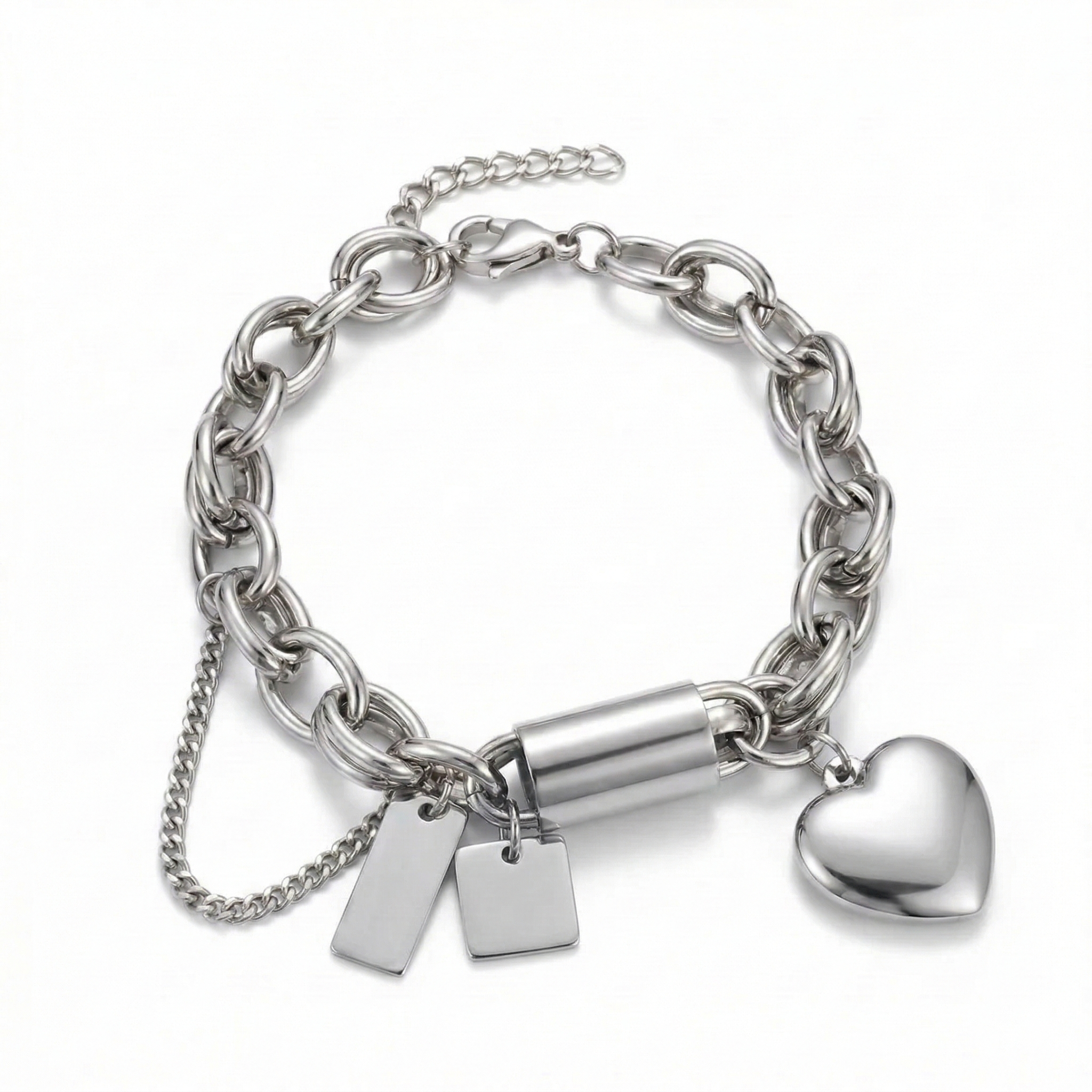 Heartened Chunky Bracelet - Silver