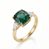 Vintage-Inspired Green Gemstone Gold - Ring