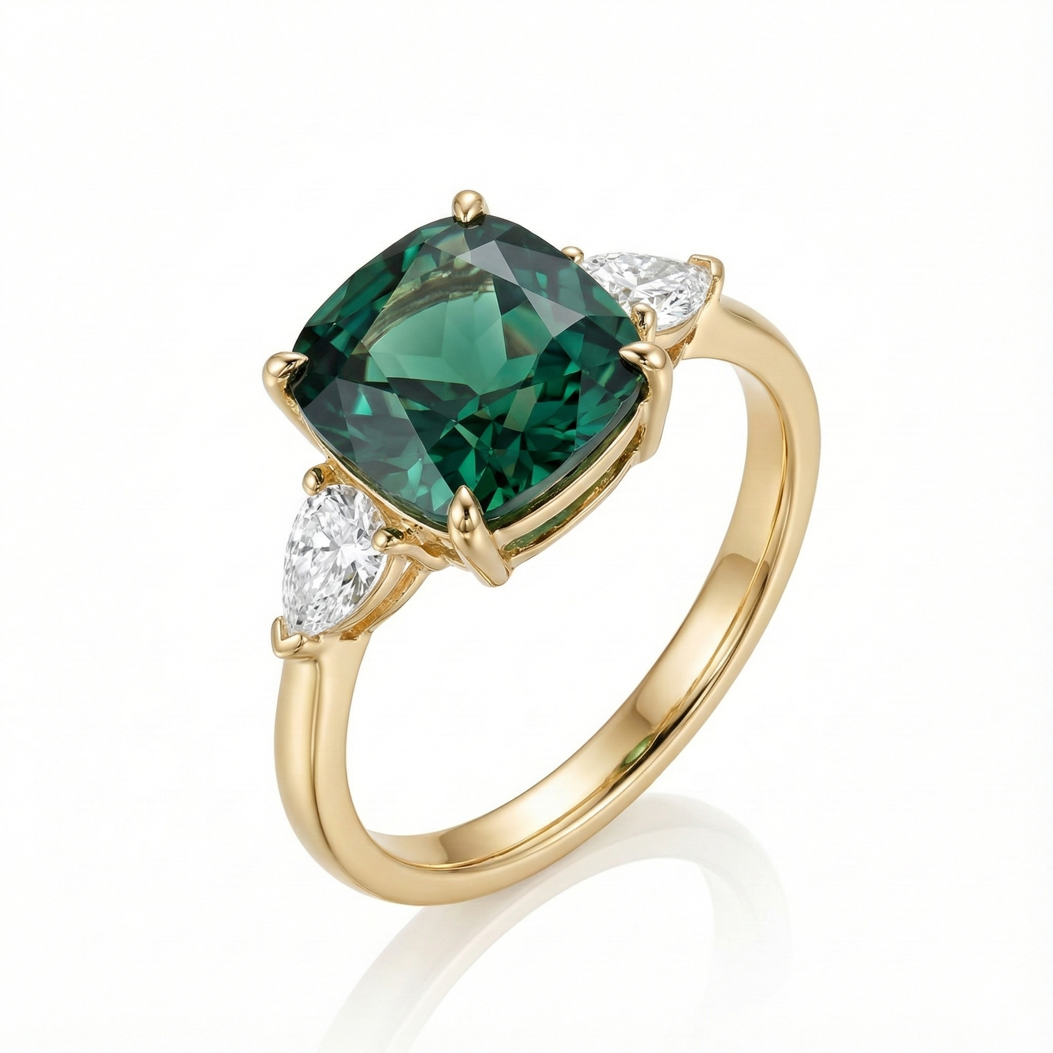 Vintage-Inspired Green Gemstone Gold - Ring