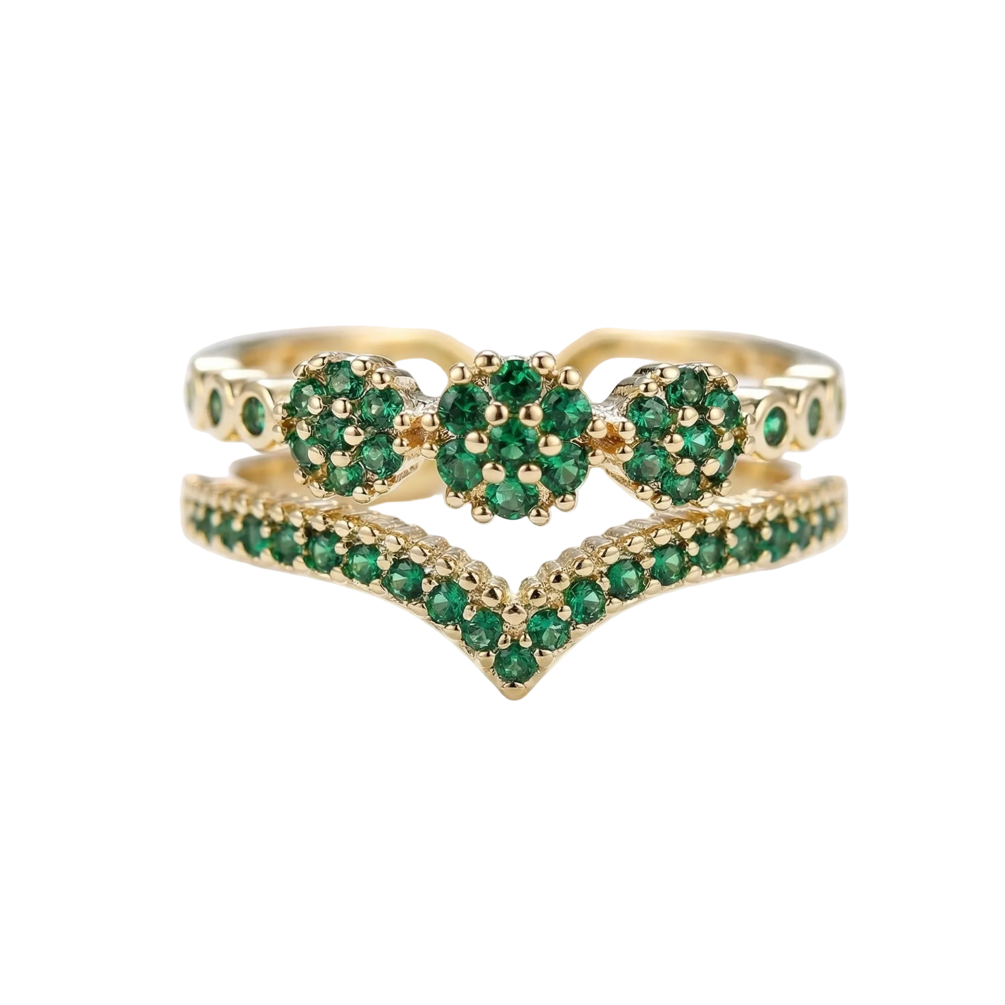 BAGUE COCKTAIL ÉMERAUDE PAVÉ | OR