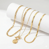 Savira Textured Coin Layered Necklace | Gold