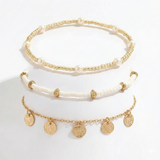 Coastal Charm 3-Piece Layered Anklet Set | Gold