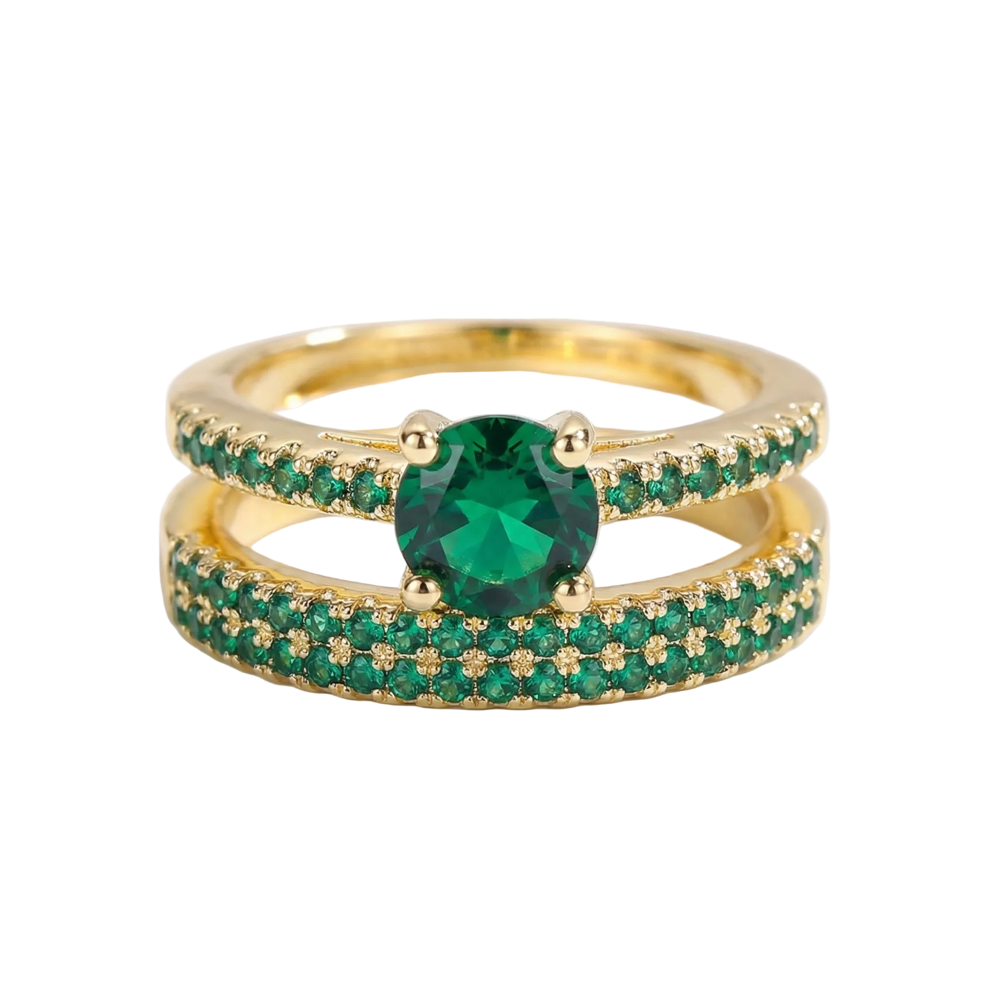 BAGUE ENSEMBLE ÉMERAUDE | OR