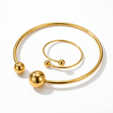 Minimalist Glow Collar & Cuff Bracelet Set - Gold