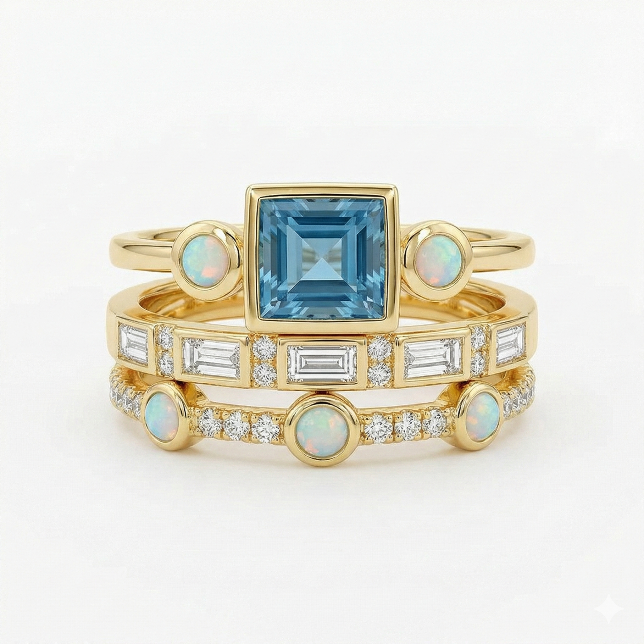 ENSEMBLE OCÉAN VINTAGE BAGUE CRISTAL