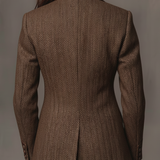 Blazer Donna con Pannello Stampato a Spina di Pesce