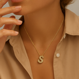 Bubble letter initial necklace set | Gold