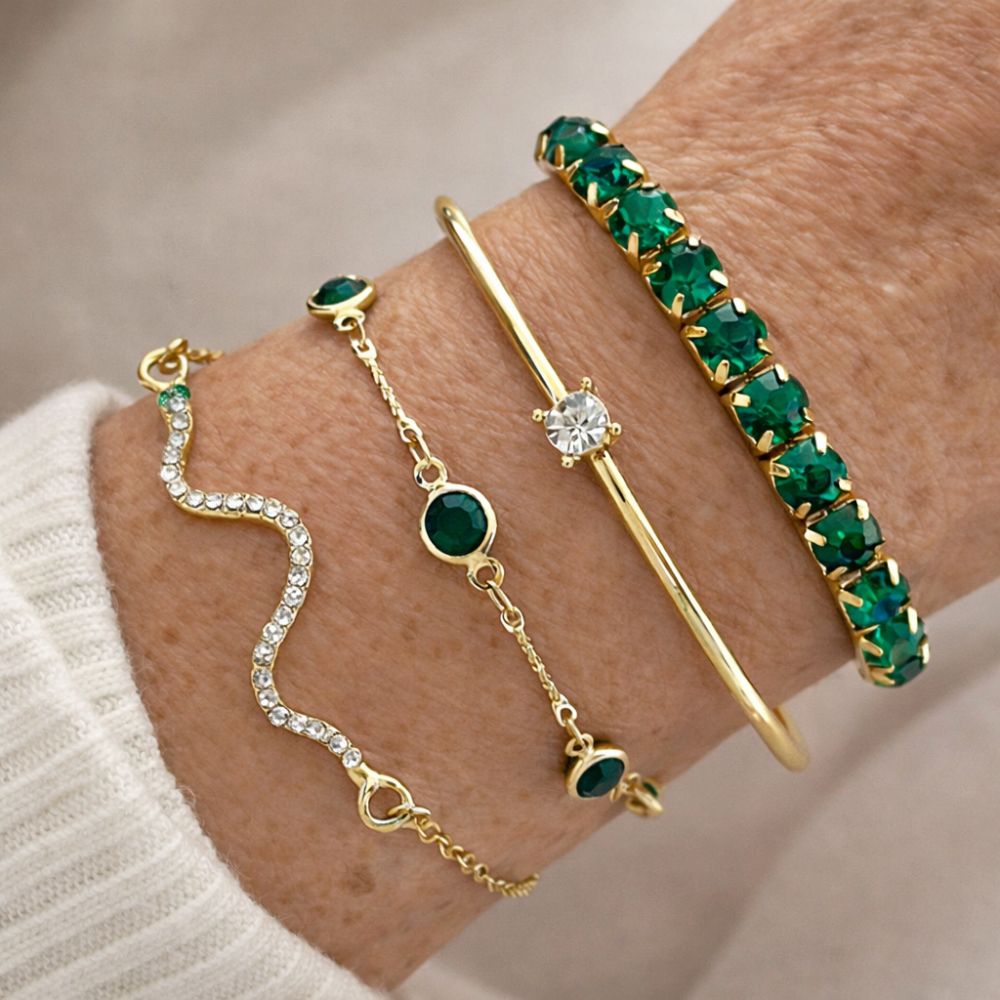 Ensemble Vert Pierre Précieuse Bracelet