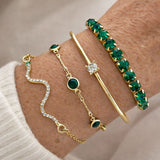 Ensemble Vert Pierre Précieuse Bracelet