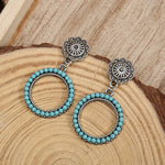 Vintage Bohemian Style Turquoise Concho Hoop Earrings