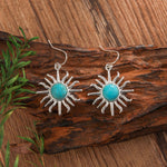 BOUCLES D'OREILLES WESTERN BOHÈME SOLEIL FORME TURQUOISE GOUTTE