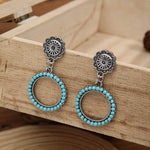 Vintage Bohemian Style Turquoise Concho Hoop Earrings