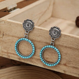 Vintage Bohemian Style Turquoise Concho Hoop Earrings