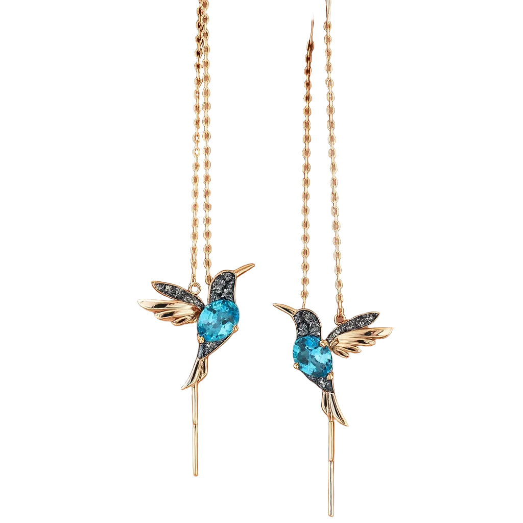 BOUCLES D'OREILLES COLIBRI ÉMAIL ZIRCONE | OR